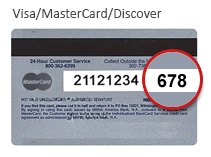 Visa MasterCard Discover CVV2 on back